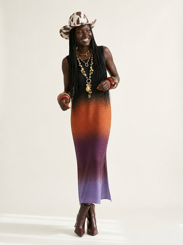 Boundless Gradient Pleated Maxi Dress