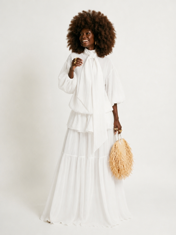 Elegant Tiered High-Neck Maxi Dress