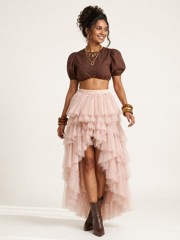 Boundless Tiered Mesh Maxi Skirt