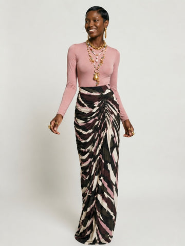 Radiant Ruched Patterned Maxi Dress