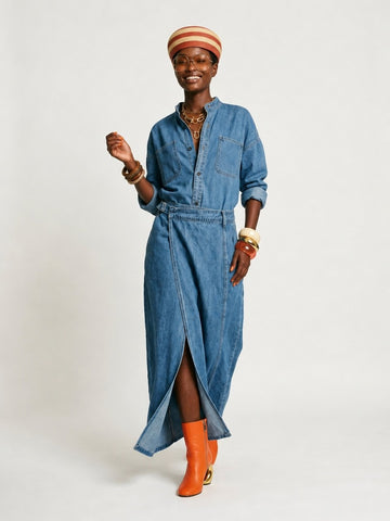 Boundless Denim Wrap Maxi Set