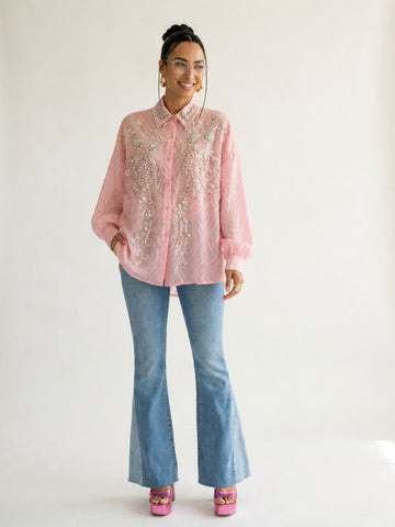Radiant Pearl Embroidered Blouse