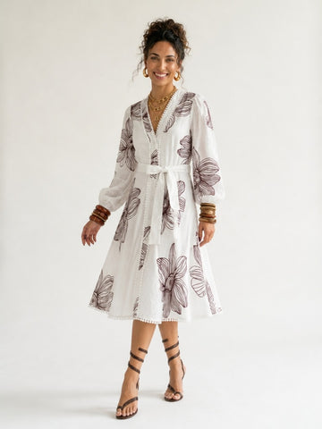 Wanderlust Embroidered Puff Sleeve Mini Dress