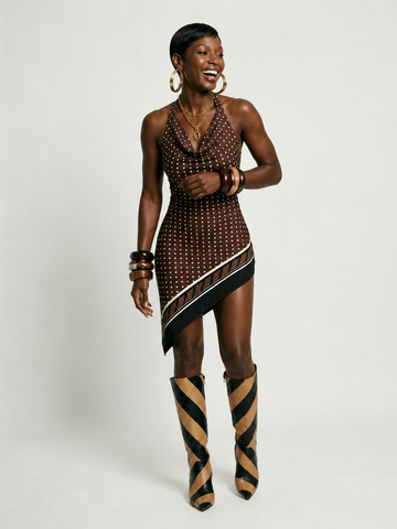 Radiant Polka Dot Halter Mini Dress