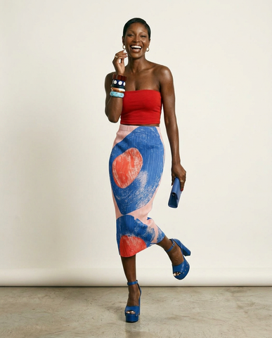 Vibrant Pleated Printed Maxi Skirt