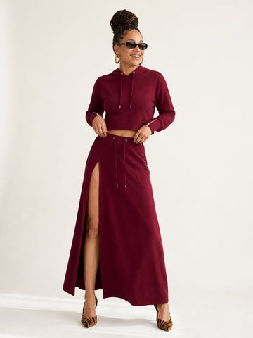 Confident Hooded Slit Maxi Set