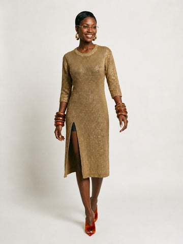 Audacious Sequined Knit Dress