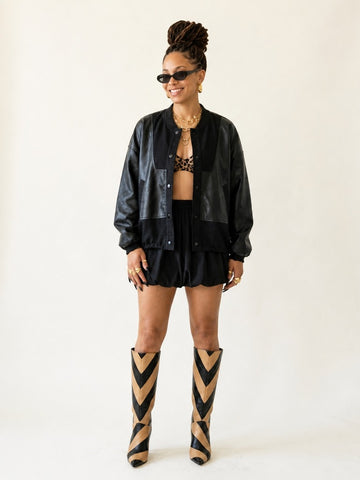 Audacious PU Patchwork Jacket
