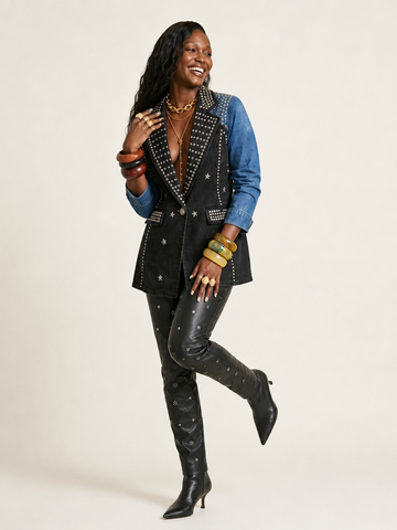 Mighty Studded Denim Blazer