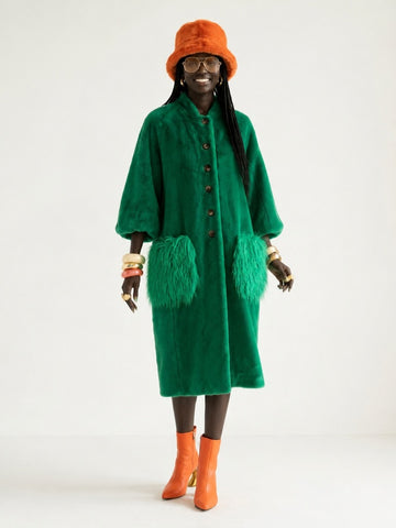 Vibrant Oversized Faux Fur Coat
