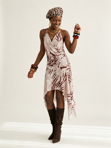 Fierce Zebra Print Midi Dress