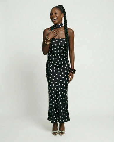 Elegant Polka Dot Maxi Dress