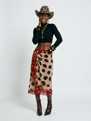 Wanderlust Polka Dot Wrap Midi Skirt