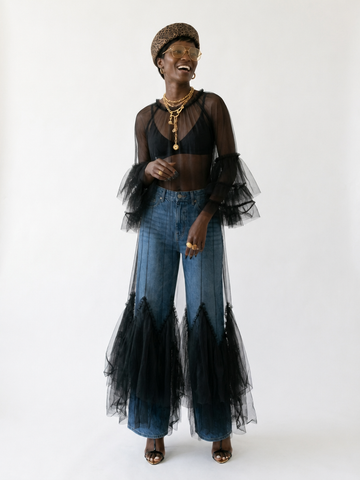 Ethereal Ruffled Mesh Maxi Dress