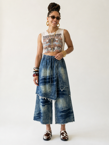 Audacious Patchwork Distressed Denim Pants