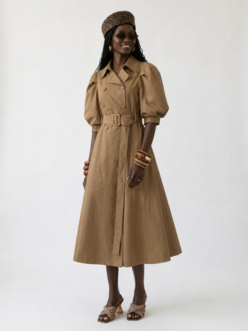 Audacious Puff Sleeve Belted Coat