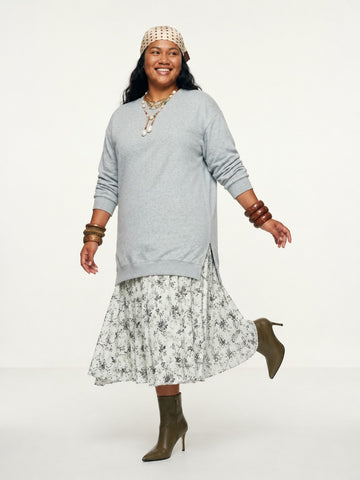 Grounded Floral Layered Midi Dress