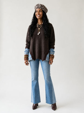 Audacious Denim Patchwork Sweater