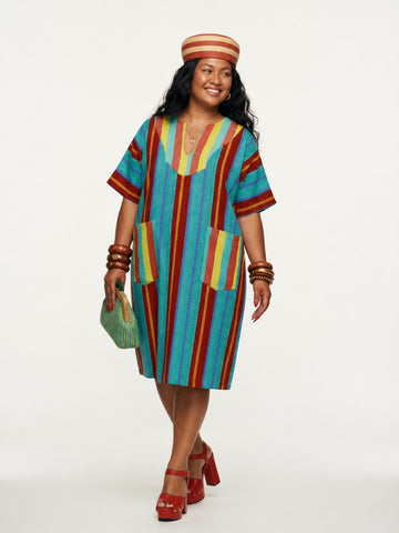 Ejeuwa Aso Oke Striped Midi Dress