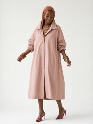 Refined Oversized Pink Trench Dress