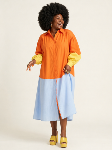 Vibrant Patchwork Loose Maxi Dress
