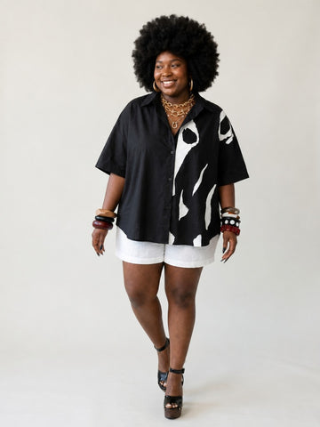 Audacious Printed Oversized Blouse