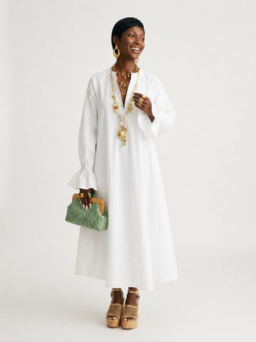 Sovereign White Pleated Maxi Dress