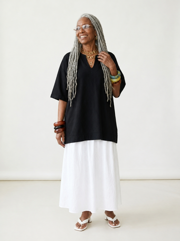 Grounded Contrast Splicing Maxi Dress