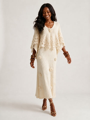 Radiant Crochet Floral Two-Piece Set