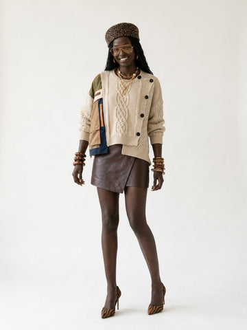 Unique Patchwork Knit Pullover