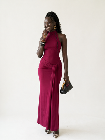 Elegant Ruffle Halter Maxi Dress