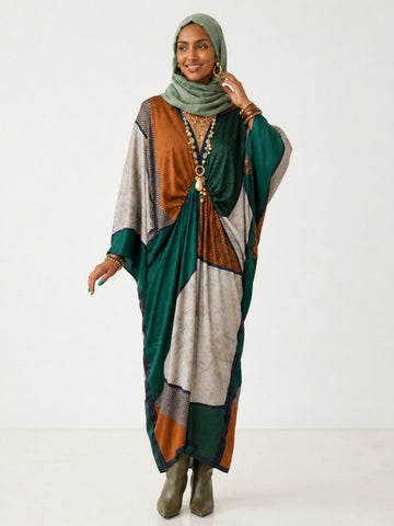 Free Spirit Printed Deep V-Neck Kaftan