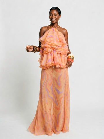 Free Spirit Printed Ruffle Maxi Dress