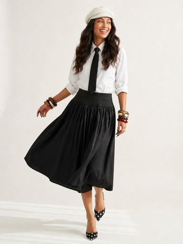 Elegant Pleated Full Maxi Skirt
