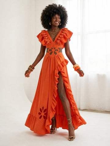 Radiant Ruffled Cutout Maxi Dress