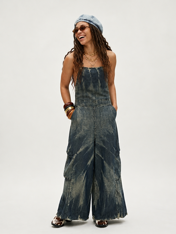 Adventurous Wide Leg Distressed Overalls