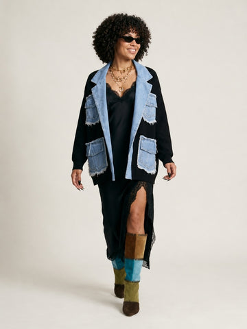 Untamed Denim Patchwork Cardigan