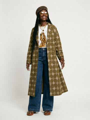 Audacious Denim Dot Trench Coat