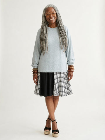 Grounded Plaid Spliced Sweatshirt Dress
