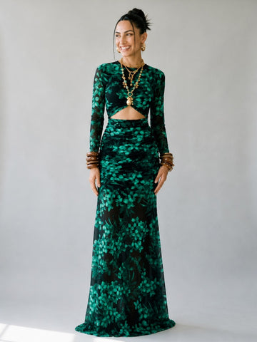 Magnetic Floral Ruched Maxi Dress