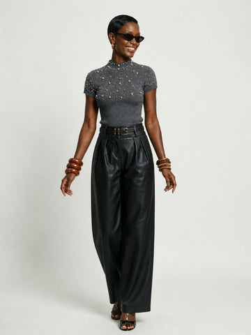 Radiant Pearl Rhinestone Knit Top