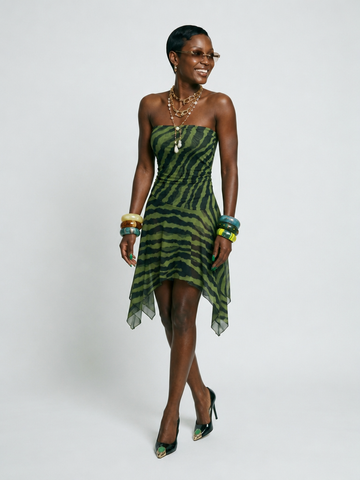Dynamic Striped Irregular Mini Dress