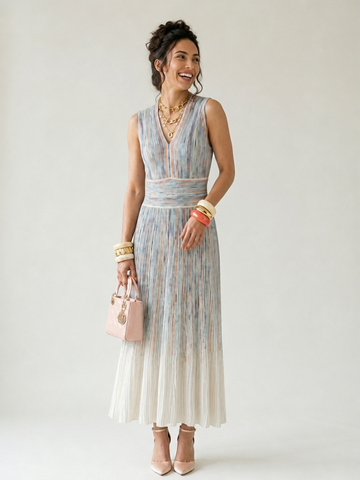 Radiant Striped Knit Midi Dress