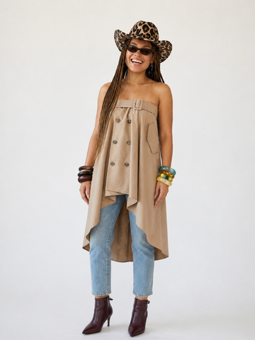 Audacious Strapless Irregular Maxi Dress