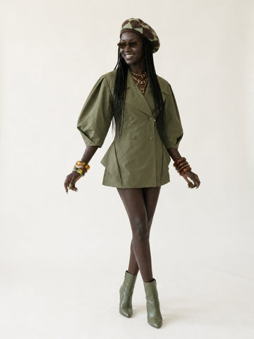 Audacious Double-Breasted Puff Sleeve Jacket