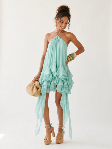 Free Spirit Ruffle Halter Mini Dress