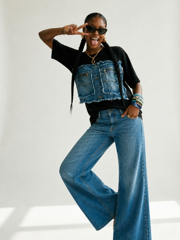 Audacious Patchwork Denim T-Shirt