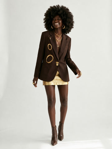 Daring Gold Metal Blazer