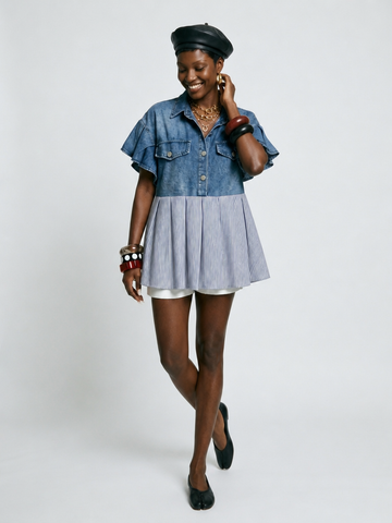Wild Heart Patchwork Denim Blouse
