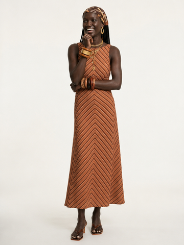Worthy Striped Backless Maxi Dress